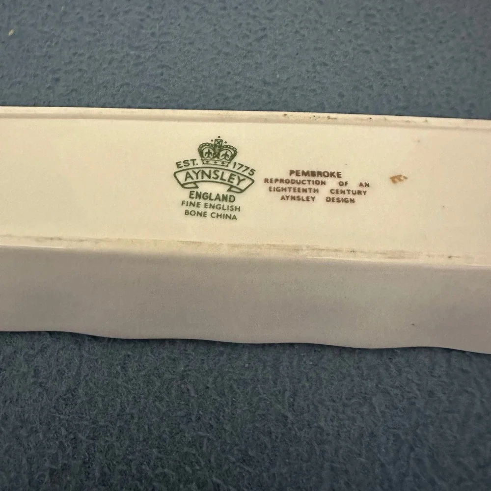 Aynsley Pembroke Bone China Trinket Dish Bird Floral Gold Trim Rectangular Tray